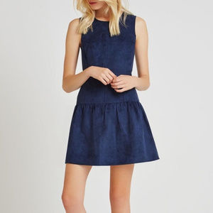 BCBG maxazria blue drop waist faux suede dress